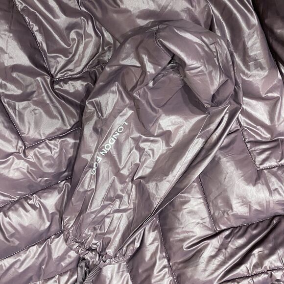 London Fog Women’s XL Hooded Down Puffer Jacket Purple Packable Winter Coat - Picture 9 of 11